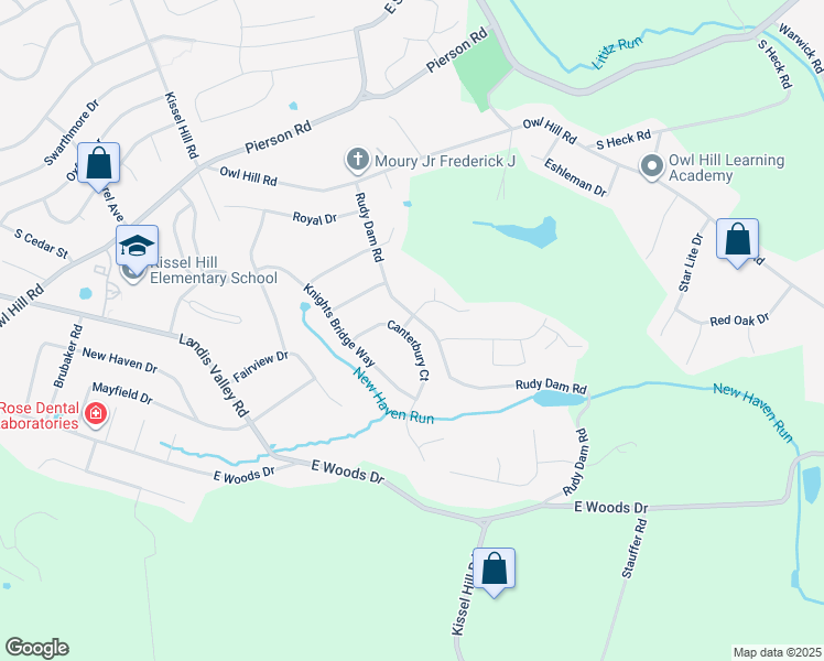 map of restaurants, bars, coffee shops, grocery stores, and more near 11 Canterbury Court in Lititz