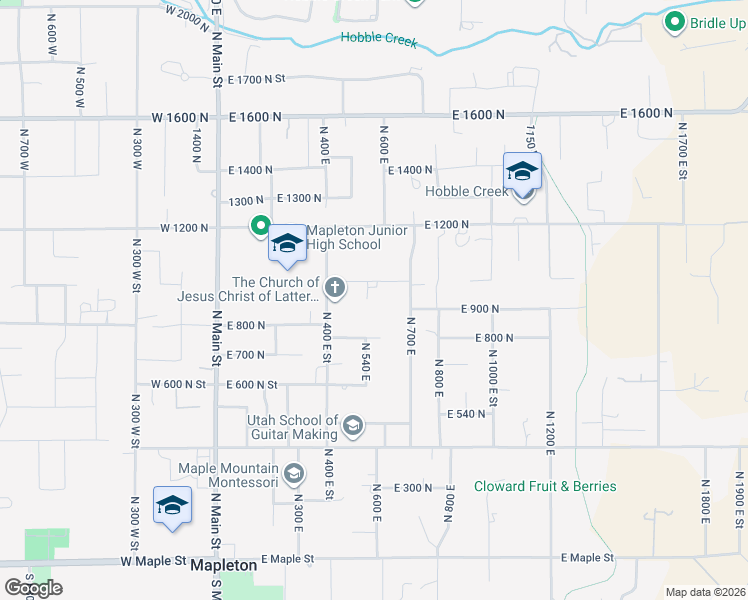 map of restaurants, bars, coffee shops, grocery stores, and more near 879 North 700 East in Mapleton