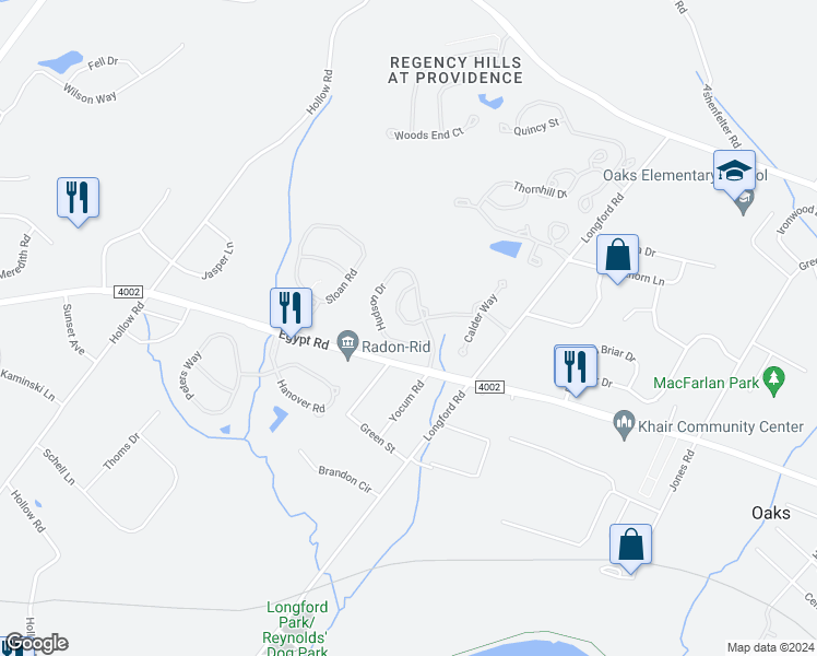 map of restaurants, bars, coffee shops, grocery stores, and more near 210 Baxter Drive in Phoenixville