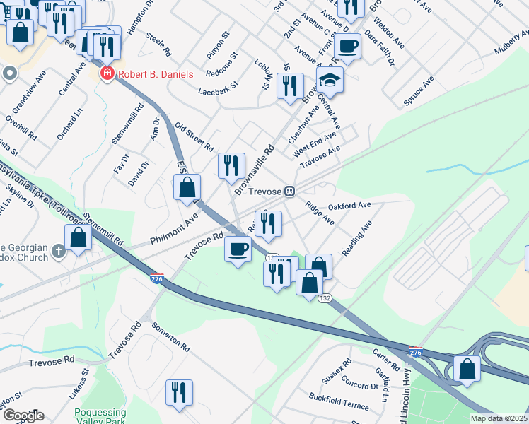 map of restaurants, bars, coffee shops, grocery stores, and more near 3049 Rail Avenue in Feasterville-Trevose