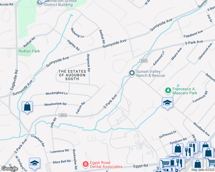 map of restaurants, bars, coffee shops, grocery stores, and more near 400 Falcon Road in Eagleville