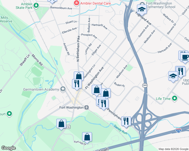 map of restaurants, bars, coffee shops, grocery stores, and more near 206 Fort Washington Avenue in Fort Washington