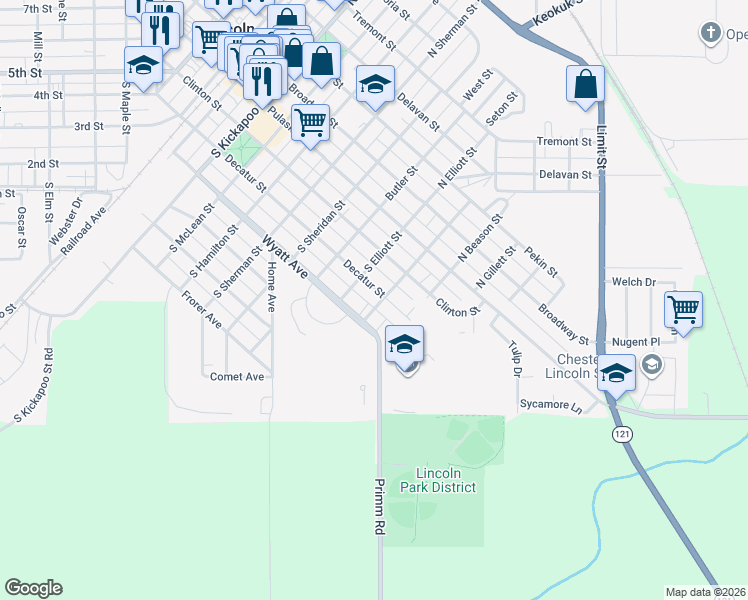 map of restaurants, bars, coffee shops, grocery stores, and more near 349-399 S Ladue St in Lincoln