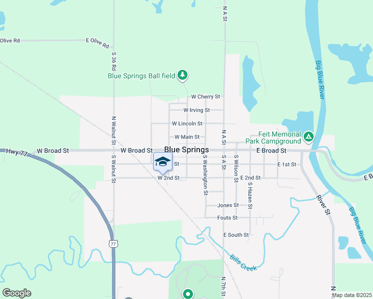 map of restaurants, bars, coffee shops, grocery stores, and more near in Blue Springs