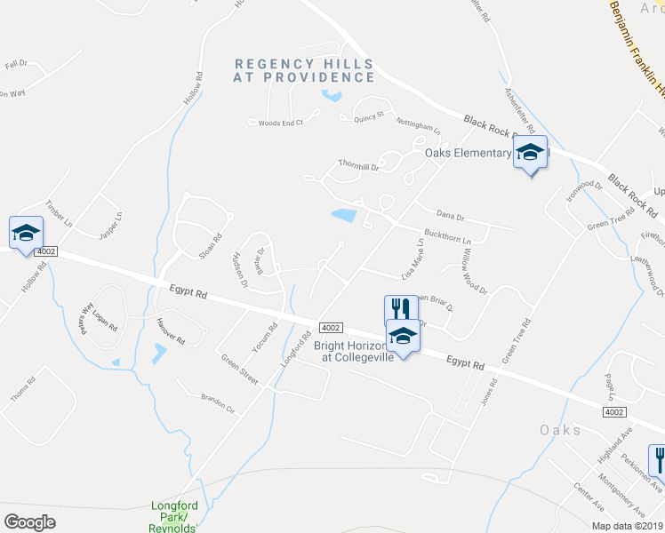 map of restaurants, bars, coffee shops, grocery stores, and more near 58 Calder Way in Phoenixville
