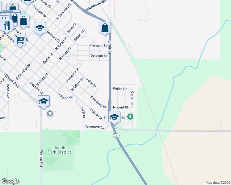 map of restaurants, bars, coffee shops, grocery stores, and more near 201-221 Welch Dr in Lincoln