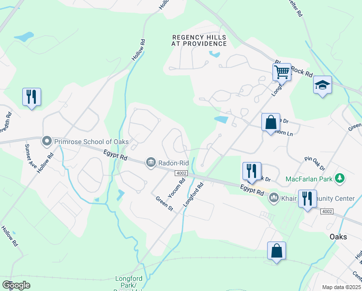 map of restaurants, bars, coffee shops, grocery stores, and more near 255 Hudson Drive in Phoenixville