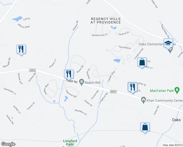 map of restaurants, bars, coffee shops, grocery stores, and more near 238 Baxter Drive in Phoenixville