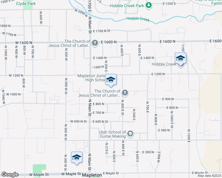 map of restaurants, bars, coffee shops, grocery stores, and more near 362 East 1200 North in Mapleton