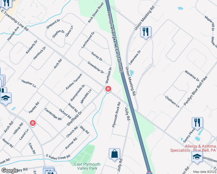 map of restaurants, bars, coffee shops, grocery stores, and more near 899 East Township Line Road in Blue Bell