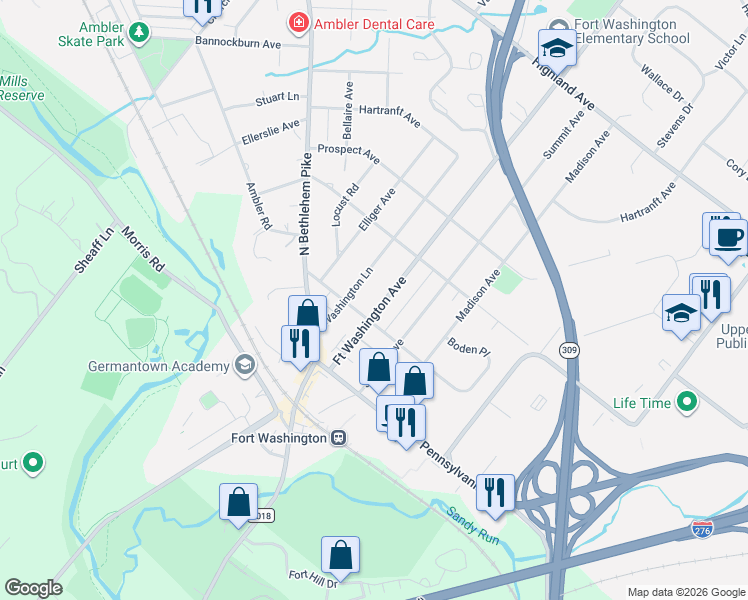 map of restaurants, bars, coffee shops, grocery stores, and more near 206 Fort Washington Avenue in Fort Washington