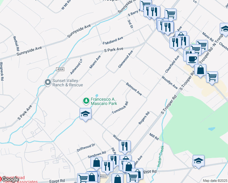 map of restaurants, bars, coffee shops, grocery stores, and more near 218 Lauman Avenue in Eagleville