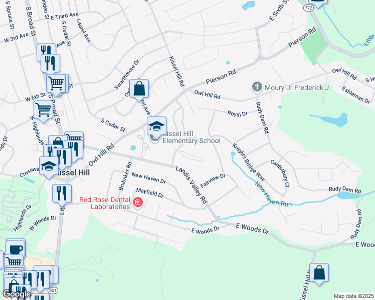 map of restaurants, bars, coffee shops, grocery stores, and more near 81 Pennwick Drive in Lititz