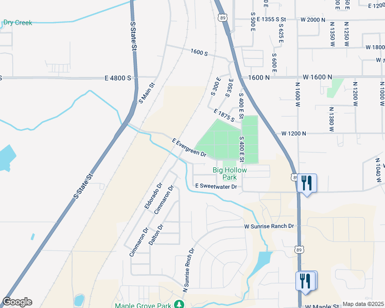 map of restaurants, bars, coffee shops, grocery stores, and more near 2051 Eldorado Drive in Springville