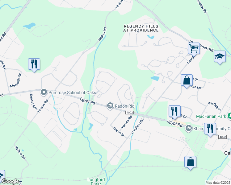 map of restaurants, bars, coffee shops, grocery stores, and more near 168 Hudson Drive in Phoenixville