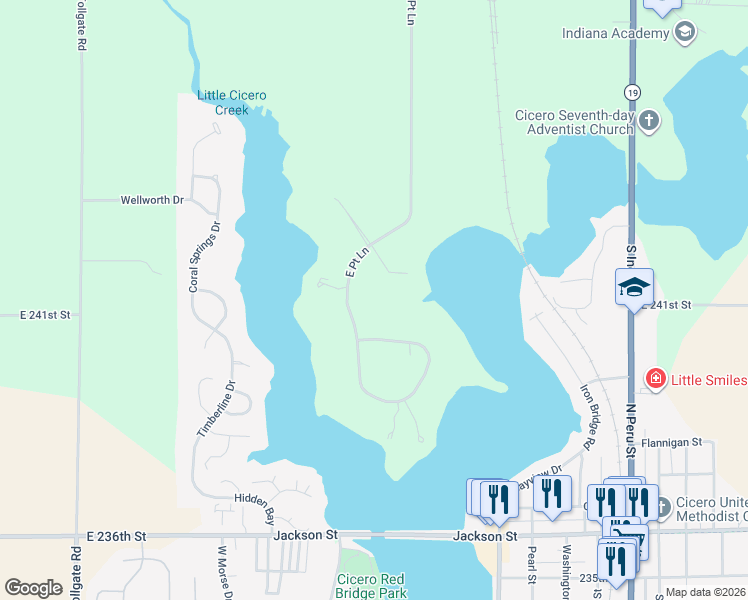 map of restaurants, bars, coffee shops, grocery stores, and more near 29 Point Lane in Arcadia