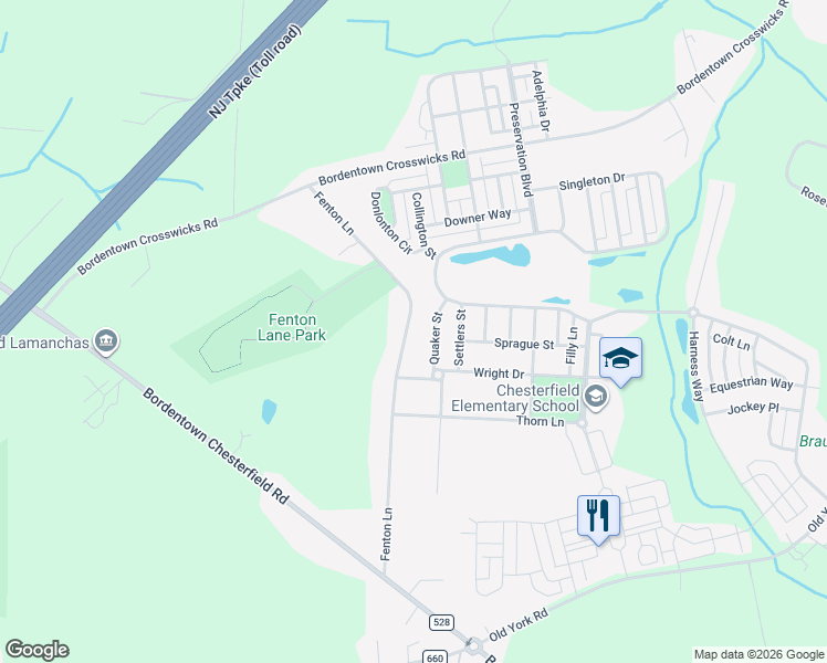 map of restaurants, bars, coffee shops, grocery stores, and more near 37 Fenton Lane in Burlington County