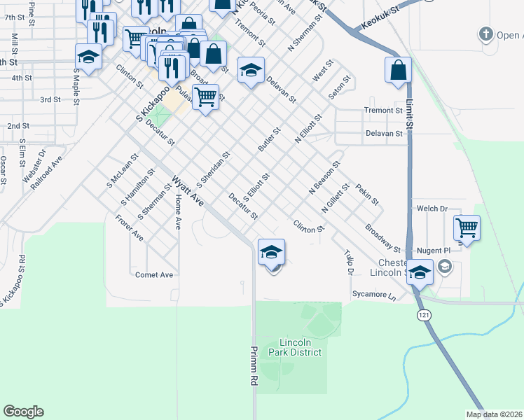 map of restaurants, bars, coffee shops, grocery stores, and more near 349 South Ladue Street in Lincoln