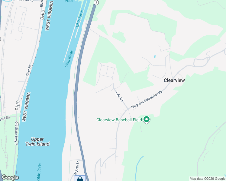 map of restaurants, bars, coffee shops, grocery stores, and more near 29 Lyle Road in Wheeling