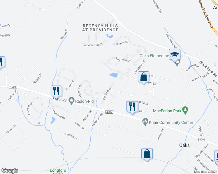 map of restaurants, bars, coffee shops, grocery stores, and more near 53 Calder Way in Phoenixville