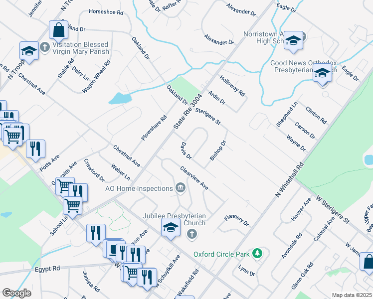 map of restaurants, bars, coffee shops, grocery stores, and more near 2025 Davis Drive in Eagleville