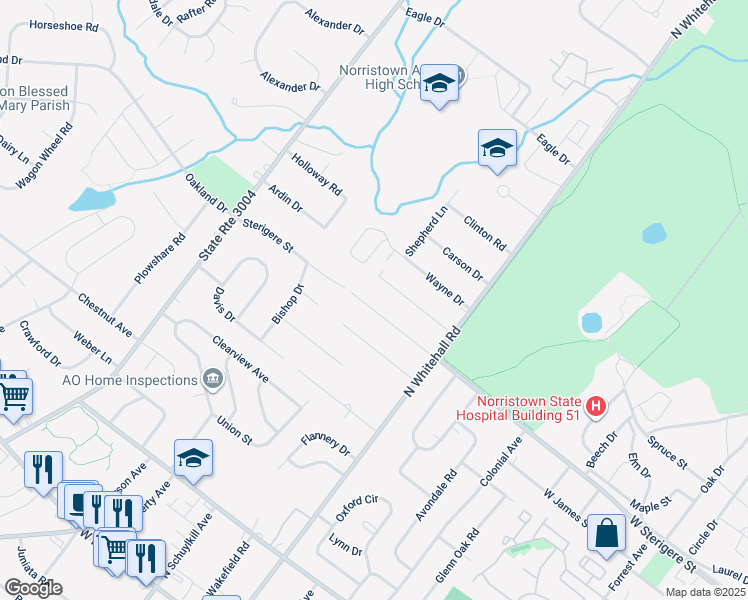 map of restaurants, bars, coffee shops, grocery stores, and more near 1825 Sterigere Street in Eagleville
