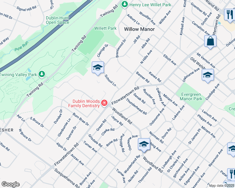 map of restaurants, bars, coffee shops, grocery stores, and more near 1423 North Hills Avenue in Willow Grove
