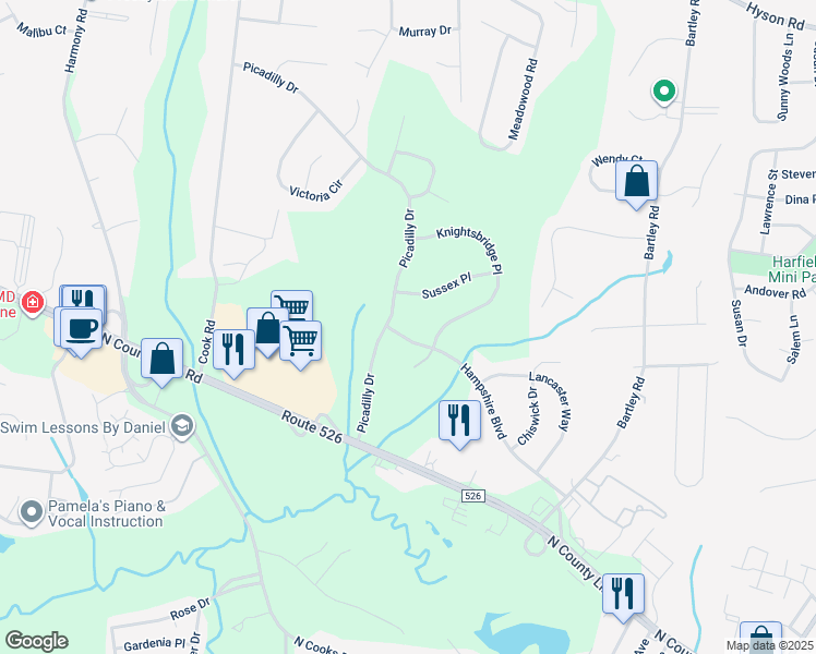 map of restaurants, bars, coffee shops, grocery stores, and more near 84 Hampshire Boulevard in Jackson Township