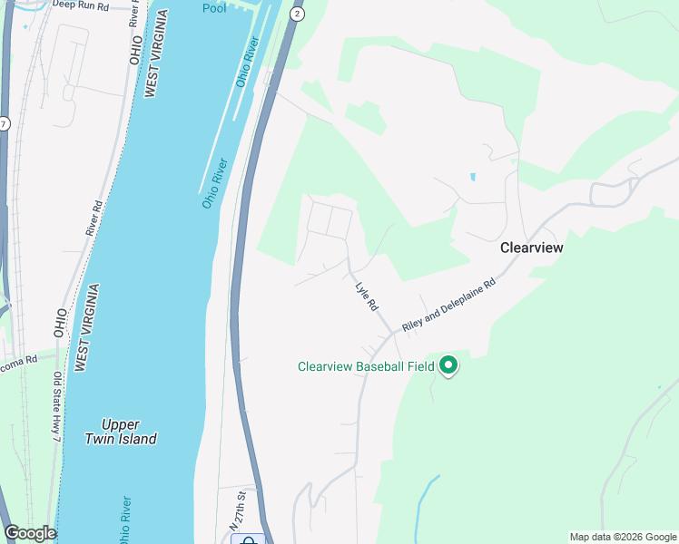 map of restaurants, bars, coffee shops, grocery stores, and more near 29 Lyle Road in Wheeling