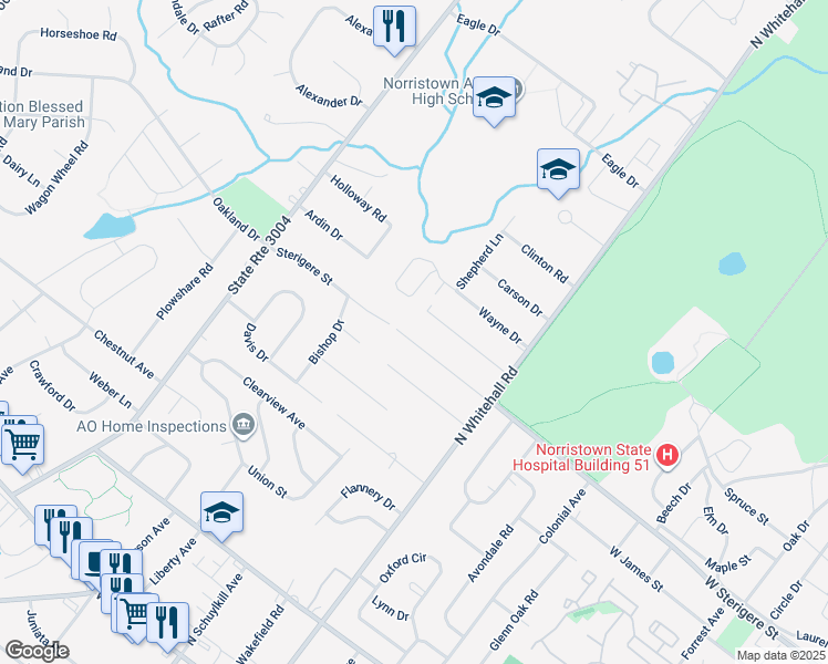 map of restaurants, bars, coffee shops, grocery stores, and more near 1827 Sterigere Street in Eagleville