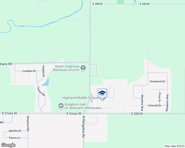 map of restaurants, bars, coffee shops, grocery stores, and more near 2320 North 200 East in Anderson