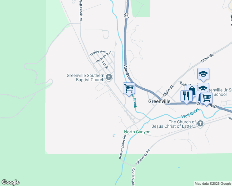 map of restaurants, bars, coffee shops, grocery stores, and more near 200-202 Greenville Wolf Creek Road in Greenville
