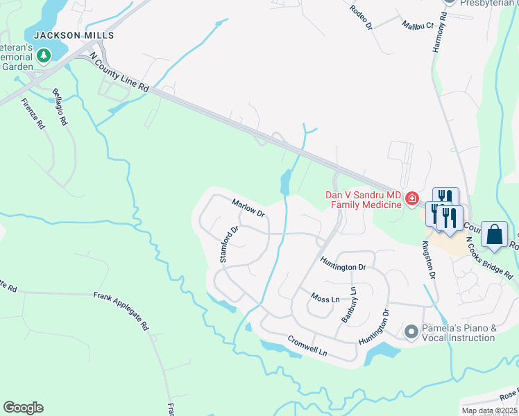 map of restaurants, bars, coffee shops, grocery stores, and more near 58 Marlow Drive in Jackson