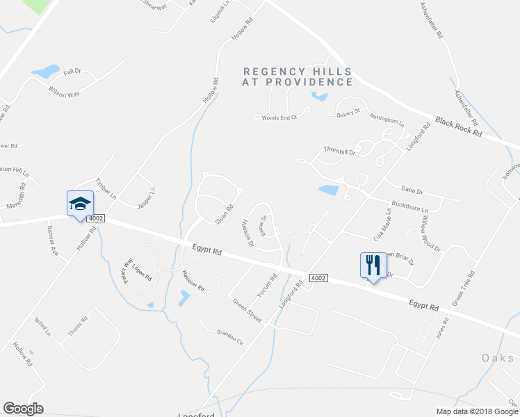 map of restaurants, bars, coffee shops, grocery stores, and more near 197 Hudson Drive in Phoenixville