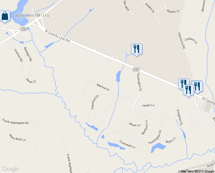map of restaurants, bars, coffee shops, grocery stores, and more near 58 Marlow Drive in Jackson