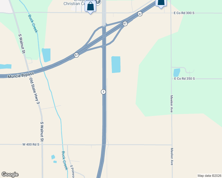 map of restaurants, bars, coffee shops, grocery stores, and more near 5740 South 105 East Road in Muncie