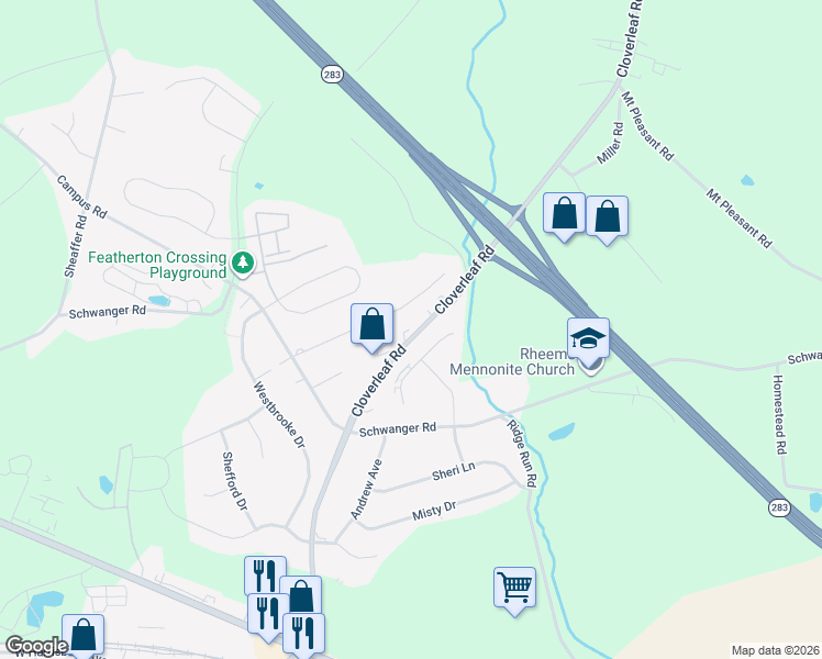 map of restaurants, bars, coffee shops, grocery stores, and more near 47 Parkview Drive in Elizabethtown