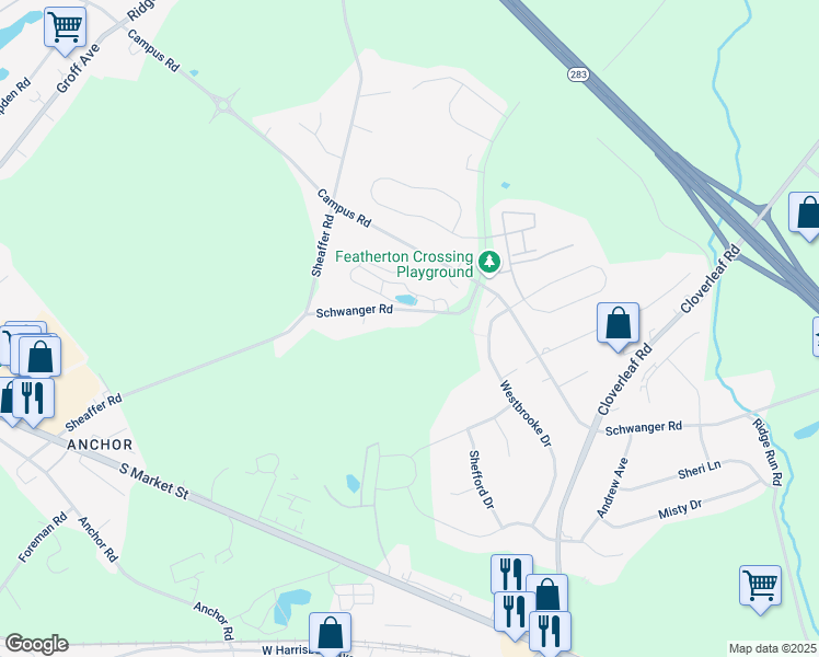 map of restaurants, bars, coffee shops, grocery stores, and more near 812 Schwanger Road in Elizabethtown