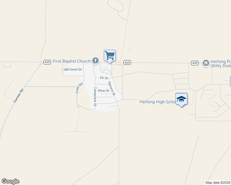 map of restaurants, bars, coffee shops, grocery stores, and more near 118 Pine Street in Susanville