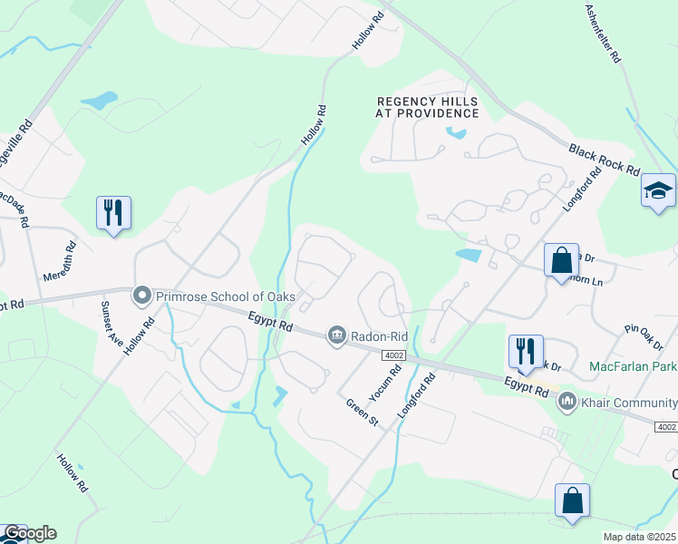 map of restaurants, bars, coffee shops, grocery stores, and more near 41 Thayer Way in Phoenixville