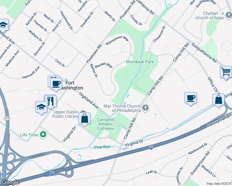 map of restaurants, bars, coffee shops, grocery stores, and more near 1471 Barton Drive in Fort Washington