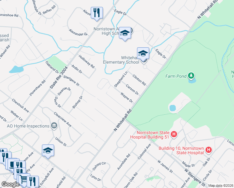 map of restaurants, bars, coffee shops, grocery stores, and more near 1826 Wayne Drive in Eagleville
