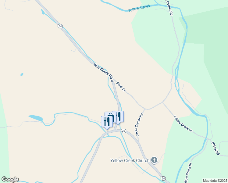 map of restaurants, bars, coffee shops, grocery stores, and more near 265 Woodbury Pike in Hopewell