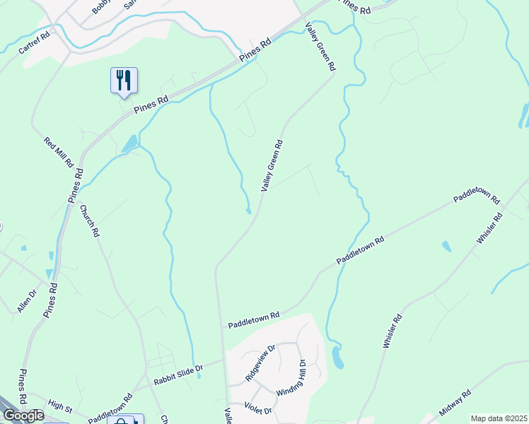 map of restaurants, bars, coffee shops, grocery stores, and more near 1830 Valley Green Rd in Etters