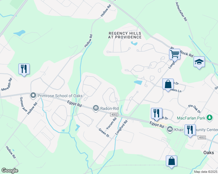 map of restaurants, bars, coffee shops, grocery stores, and more near 208 Hudson Drive in Phoenixville