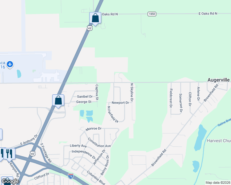 map of restaurants, bars, coffee shops, grocery stores, and more near 2707 Milford Drive in Urbana