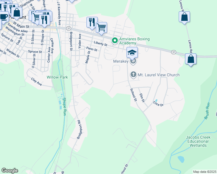 map of restaurants, bars, coffee shops, grocery stores, and more near 5132 Fairview Drive in Mount Pleasant