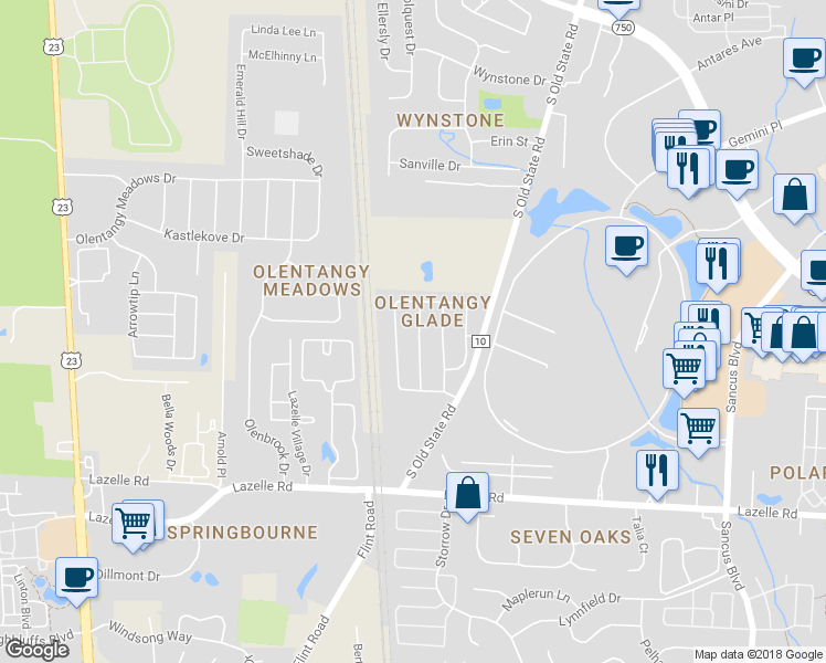 map of restaurants, bars, coffee shops, grocery stores, and more near 8631 Clover Glade Drive in Lewis Center