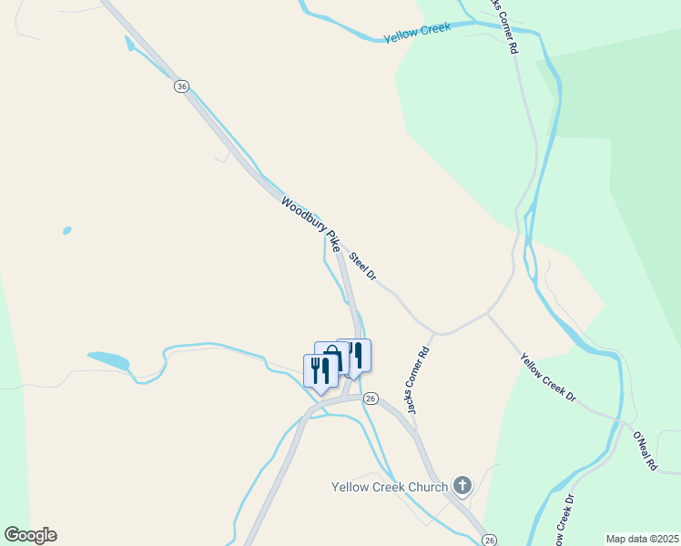 map of restaurants, bars, coffee shops, grocery stores, and more near 265 Woodbury Pike in Hopewell