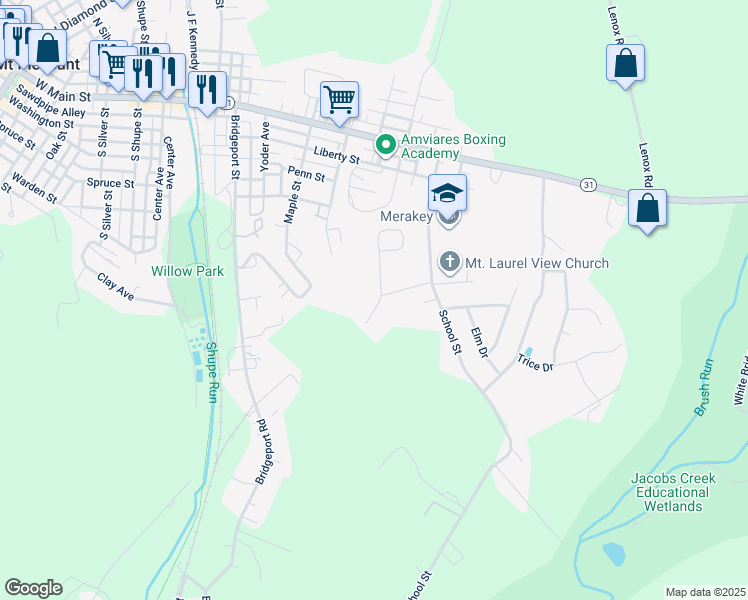 map of restaurants, bars, coffee shops, grocery stores, and more near 5132 Fairview Drive in Mount Pleasant